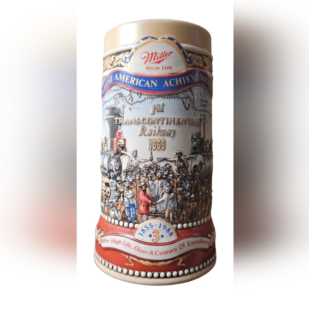 Miller High Life-1869 Transcontinental Railroad Beer Stein - 3rd in a Series​​​